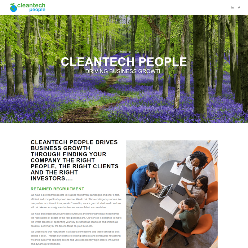 Web Design Work Portfolio, Web Design Agency Cleantech People website