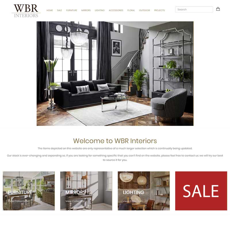 Web Design Work Portfolio, Web Design Agency Bath, London, WBR Interiors website