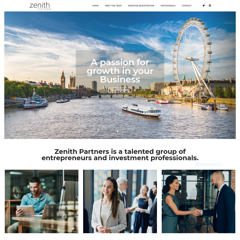 Web Design Work Portfolio, Web Design Agency Bath, London, Zenith Partners website
